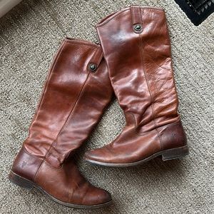 Women's Frye Melissa Button Brown Tall Leather Boots Size 8 B